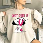 Snoopy hug Breast Cancer Just Cure It Nike Pink 3 Sweatshirt