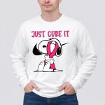 Snoopy hug Breast Cancer Just Cure It Nike Pink 4 Long Sleeves