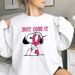 Snoopy hug Breast Cancer Just Cure It Nike Pink 9 Sweatshirt