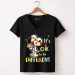 Snoopy its ok to be different Autism Awareness shirt 5 Womens V Neck1