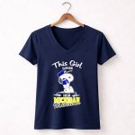 Snoopy this girl loves her Michigan Wolverines football 5 Womens V Neck.jpg