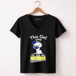 Snoopy this girl loves her Michigan Wolverines football 7 Womens V Neck.jpg