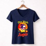 Snoopy this witch loves the Los Angeles Angels halloween 5 Womens V Neck.jpg