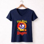 Snoopy this witch loves the Texas Rangers halloween 5 Womens V Neck.jpg