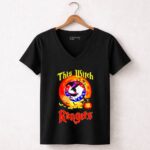 Snoopy this witch loves the Texas Rangers halloween 7 Womens V Neck.jpg
