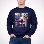 Snoopy walking God first family second then Auburn Tigers 3 Sweatshirt.jpg