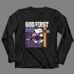 Snoopy walking God first family second then Auburn Tigers 4 Long Sleeves.jpg