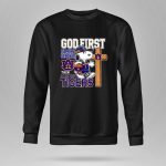 Snoopy walking God first family second then Auburn Tigers 9 Sweatshirt.jpg