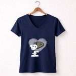 Snoopy with Anaheim Ducks Hockey Heart Sketch 5 Womens V Neck.jpg