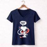 Snoopy with Hockey Stick and Carolina Hurricanes Logo This Is For All U Hurricanes Haters 5 Womens V Neck.jpg