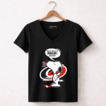 Snoopy with Hockey Stick and Carolina Hurricanes Logo This Is For All U Hurricanes Haters 7 Womens V Neck.jpg