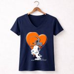 Snp CLEVELAND BROWNS Snoopy Hugging Heart Football Helmet 5 Womens V Neck