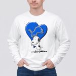 Snp DETROIT LIONS Blue Heart Snoopy Hugging Lion 4 Long Sleeves