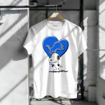 Snp DETROIT LIONS Blue Heart Snoopy Hugging Lion T Shirt 6