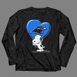 Snp V1 Carolina Panthers Love Snoopy Hugging Blue Heart 4 Long Sleeves