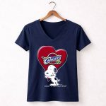 Snp V1 Cleveland Cavaliers Heart Basketball Snoopy Hugging 5 Womens V Neck