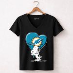 Snp V1 Snoopy Miami Dolphins Heart Hug 7 Womens V Neck