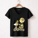 Snpfootball New Orleans Saints Peanuts Snoopy Woodstock Football Helmets 5 Womens V Neck1