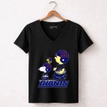 Snpfootball New York Giants Snoopy And Peanuts Characters With Helmets 5 Womens V Neck1