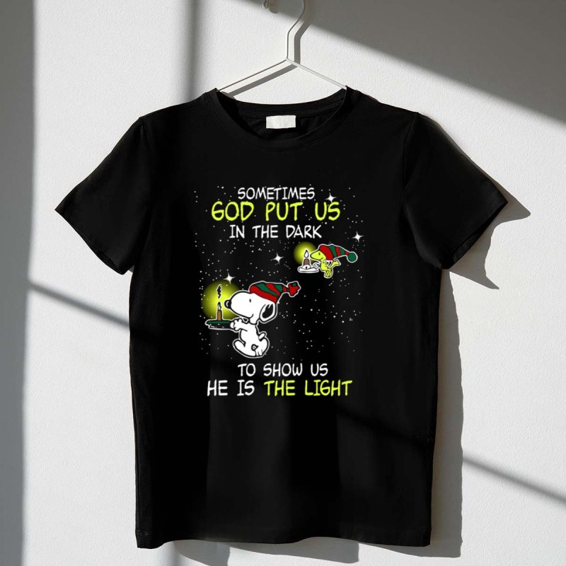 Sometimes God Put Us In The Dark He Is The Light Snoopy And Woodstock Candles T Shirt 1 1.Jpg