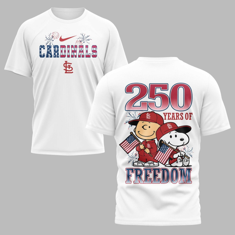 St Louis Cardinals 250Th Freedom Anniversary Snoopy All Over Print T Shirt 1.Png