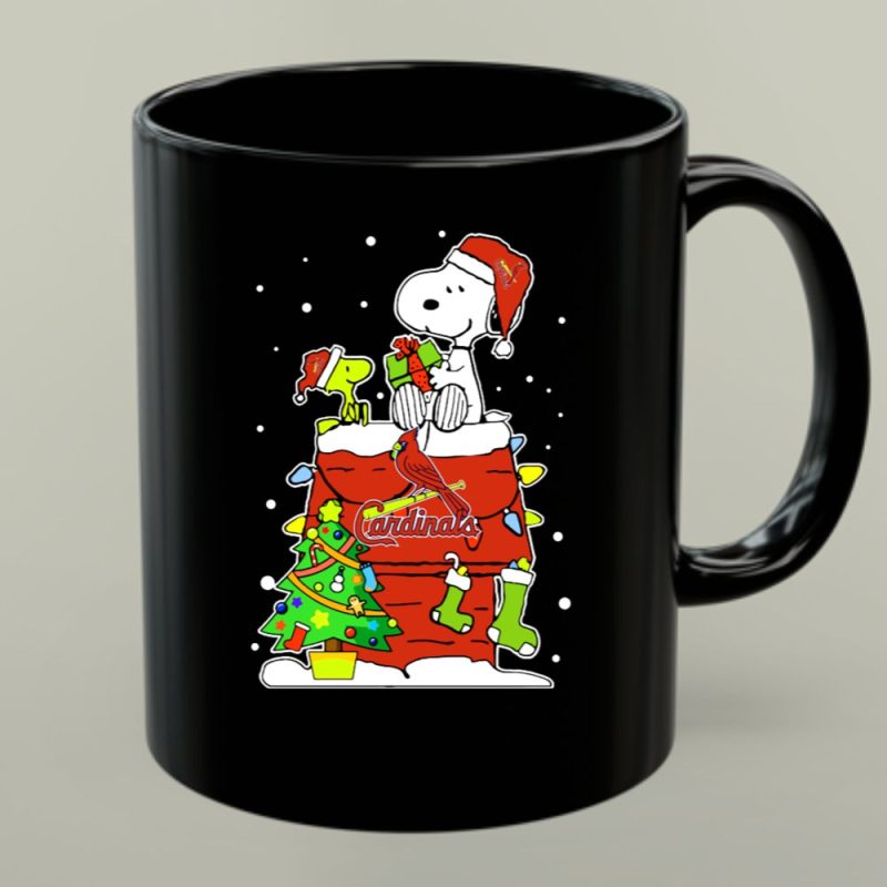 St Louis Cardinals Snoopy Christmas Celebration With Woodstock And Festive Tree 1 Mug.jpg