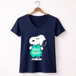 St Patricks Day Snoopy Pinch Proof with Shamrock 5 Womens V Neck