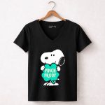 St Patricks Day Snoopy Pinch Proof with Shamrock 5 Womens V Neck1