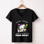 Stay Home and Listen to Freddie Mercury with Snoopy Mask and Headphones 7 Womens V Neck.jpg