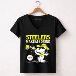 Steelers Make Me Drink Snoopy Pittsburgh Steelers Fans 7 Womens V Neck