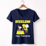 Steelers Snoopy Charlie Brown Happy Thanksgiving 5 Womens V Neck
