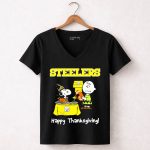 Steelers Snoopy Charlie Brown Happy Thanksgiving 7 Womens V Neck