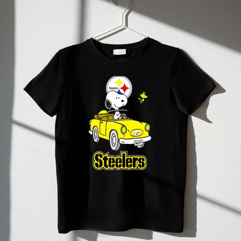 Steelers Snoopy Driving With Woodstock In Yellow Car 1 T Shirt