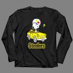 Steelers Snoopy Driving with Woodstock in Yellow Car 4 Long Sleeves
