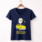 Steelers Snoopy Driving with Woodstock in Yellow Car 5 Womens V Neck