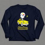 Steelers Snoopy Driving with Woodstock in Yellow Car 6 Long Sleeves