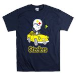 Steelers Snoopy Driving with Woodstock in Yellow Car T Shirt 7