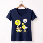 Steelers Snoopy Woodstock Charlie Brown Football Game Day Parade 5 Womens V Neck