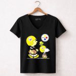 Steelers Snoopy Woodstock Charlie Brown Football Game Day Parade 7 Womens V Neck