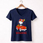 Tampa Bay Buccaneers Snoopy Driving Red Car 5 Womens V Neck