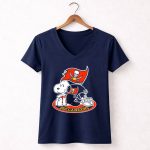 Tampa Bay Buccaneers Snoopy Helmet And Flag 5 Womens V Neck