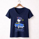 Tennessee Titans Snoopy Driving Woodstock Ride 5 Womens V Neck
