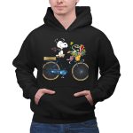 Texans Snoopy Bike Ride with Houston Logo and Flowers 2 Hoodie