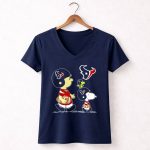 Texans Snoopy Football Adventure with Woodstock and Charlie Brown 5 Womens V Neck