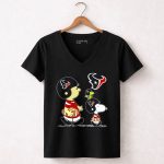 Texans Snoopy Football Adventure with Woodstock and Charlie Brown 7 Womens V Neck
