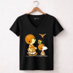 Texas Longhorns Football Snoopy and Woodstock Charlie Brown Peanuts 7 Womens V Neck.jpg