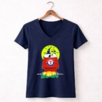 Texas Rangers Snoopy Woodstock Halloween Moon Pumpkins 5 Womens V Neck.jpg