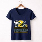 The Green Bay Packers Joe Cool And Woodstock Snoopy Mashup 5 Womens V Neck