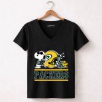 The Green Bay Packers Joe Cool And Woodstock Snoopy Mashup 7 Womens V Neck