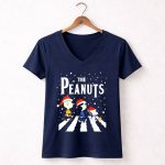 The Peanuts Christmas Abbey Road with Snoopy and Friends in Santa Hats T Shirt 5 1.jpg